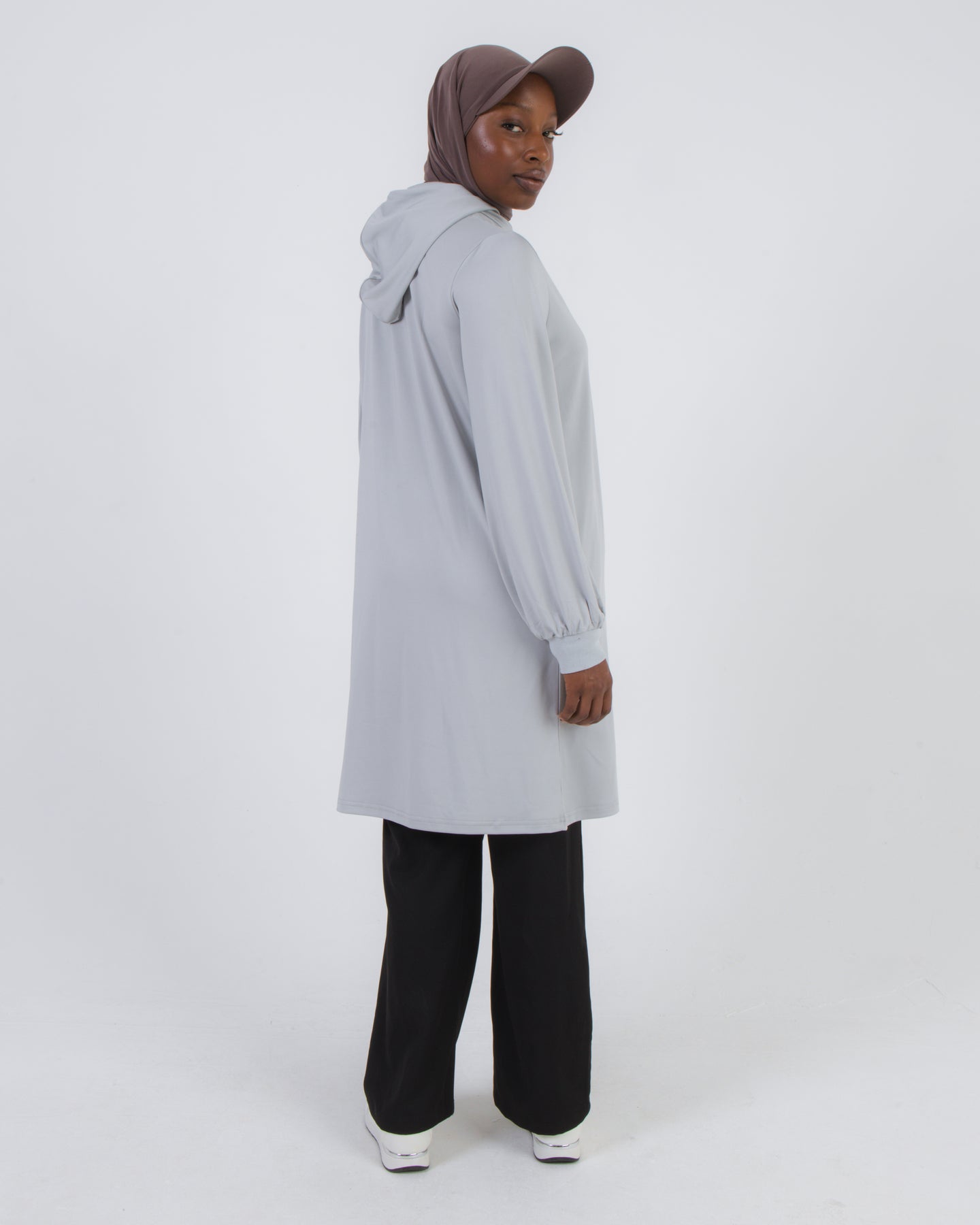 Longline Hooded Top - Grey