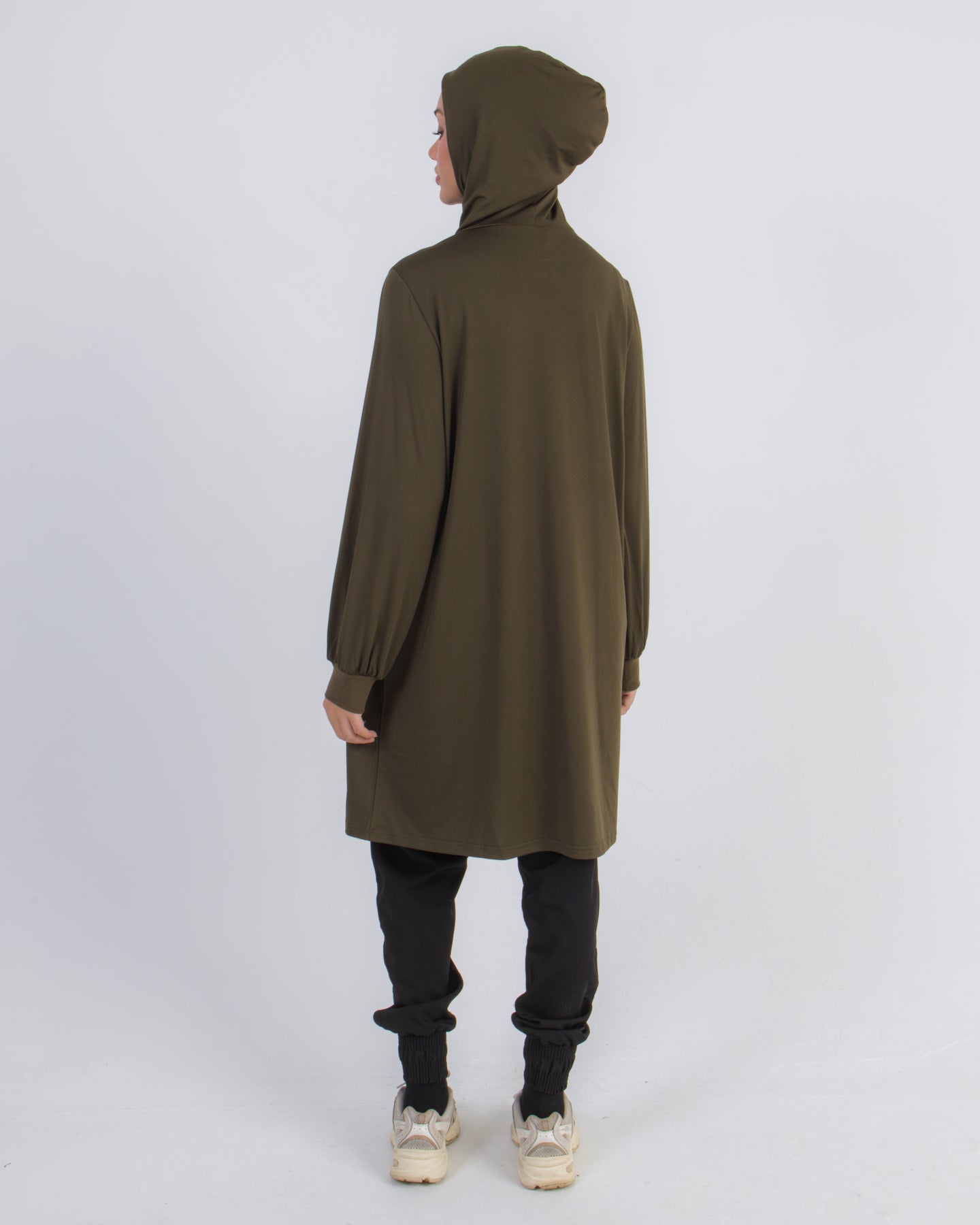 Longline Hooded Top - Khaki